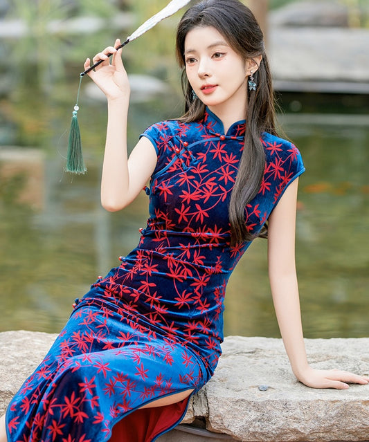 Qianqian Velvety Maxi Cheongsam