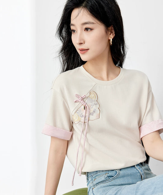 Oriental Touch Pastel Crew Neck T-Shirt