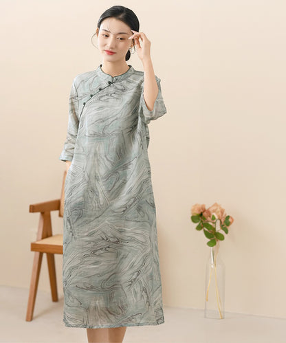 Lila Marble-Print Cheongsam