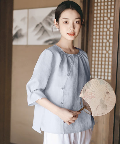 Kele Round-Neck Oriental Top