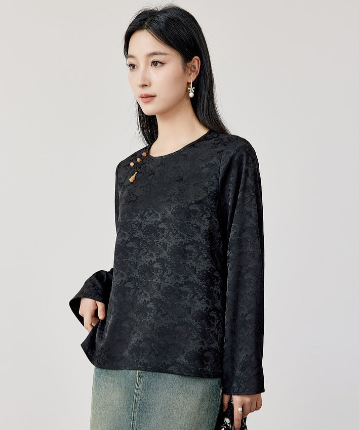 Reene Jacquard Mandarin Top