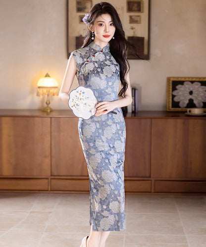 Summer Lake Blue Cheongsam