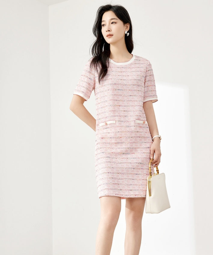 Sue Pink Ribbed Mini Dress