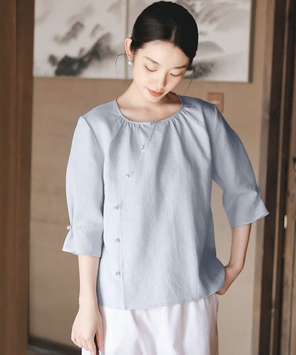 Kele Round-Neck Oriental Top
