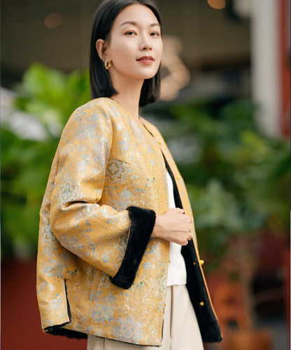 Golden Court Brocade Winter Cheongsam Jacket