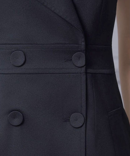 Adrienne Tailored Black Midi Dress