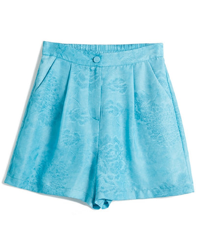 Lake Blue Wrap Top Silk Cheongsam Set