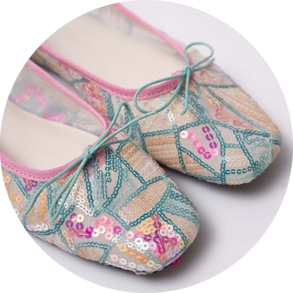 Mira Sequin Embroidered Ballet Flats