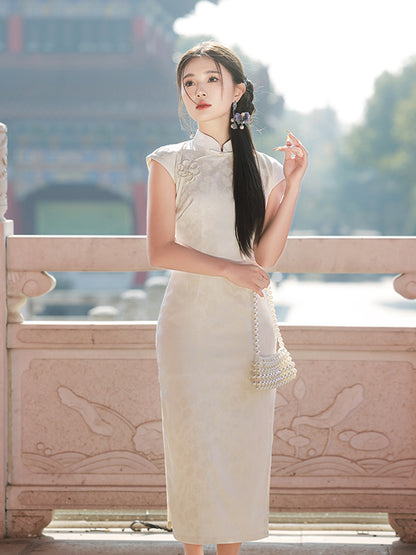 Dora Jacquard Cream Cheongsam