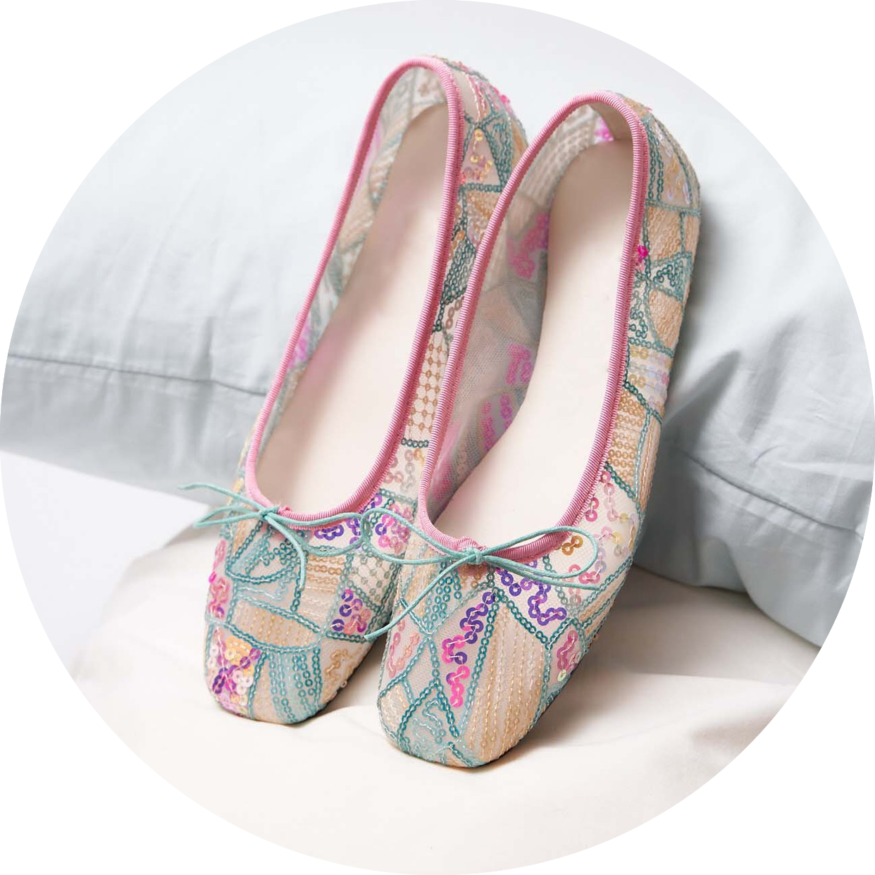 Mira Sequin Embroidered Ballet Flats