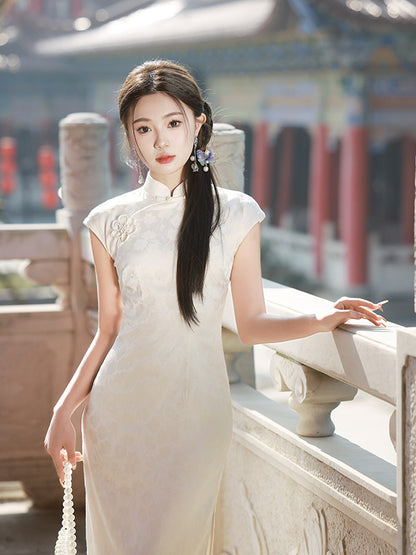 Dora Jacquard Cream Cheongsam